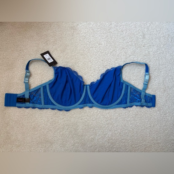 Frederick’s of Hollywood vibrant blue unlined lace bra with underwire, sz 36F - Picture 4 of 6